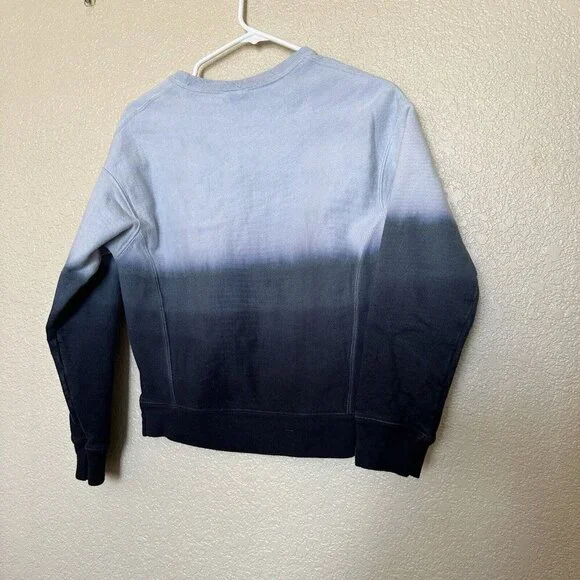 Champion Reverse Weave Blue Dip Dye Script Ombre Crewneck Pullover Sweatshirt Sm - Picture 4 of 5